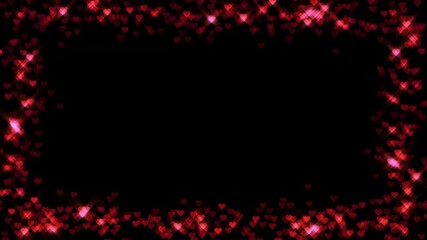 A decorative border of red hearts on a black background, ideal for romantic themes or celebrations. - Powered by Adobe