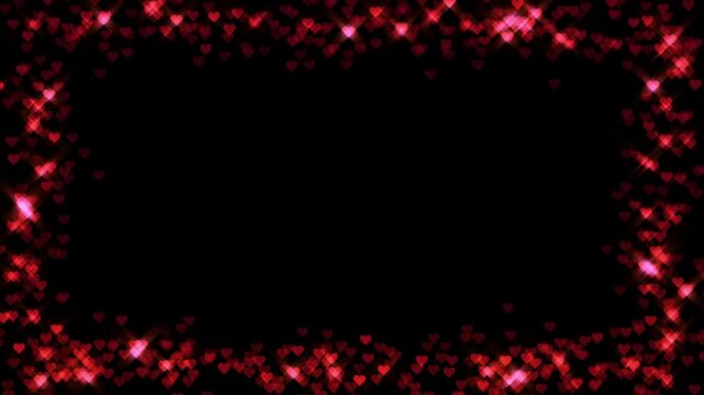 A decorative border of red hearts on a black background, ideal for romantic themes or celebrations.