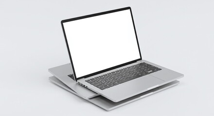 Sleek Silver Laptop Mockup Blank Screen for Modern Technology Presentations