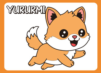 Cute little Yuri  happy smile cartoon illustration. vector 2 dimension