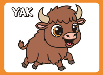 Cute little yak  happy smile cartoon illustration. vector 2 dimension