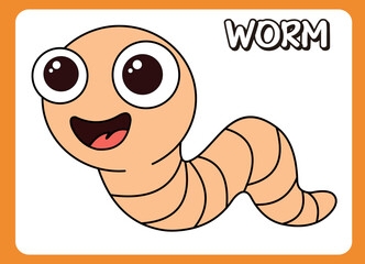 Cute little worm  happy smile cartoon illustration. vector 2 dimension