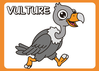 Cute little vulture  happy smile cartoon illustration. vector 2 dimension