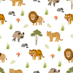 wild animals seamless pattern