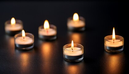 candles burning on a black table in remembrance