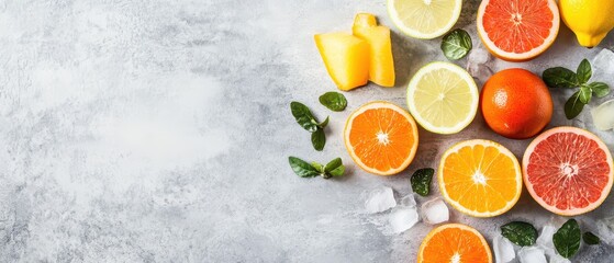 Fresh citrus fruits arranged on a textured surface