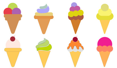 ice creams, ice cream vector illustration, colorful ice cream cones, ice cream cone, ice cream set, ice cream logo, ice cream icon