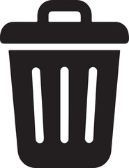 Simple Black and White Icon of a Trash Can Emphasizing Disposal and Cleanliness with a Minimalist Design