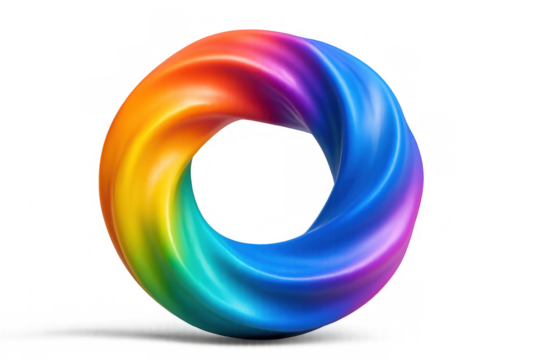 Colorful swirl rotating and creating a perfect circle, isolated on transparent background, ideal for graphic design projects