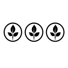 Three leaves in circles, white, isolated on transparent background