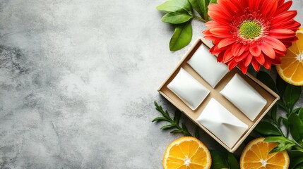 Fresh Decor with Orange Slices, Flower, and White Treats Arrangement