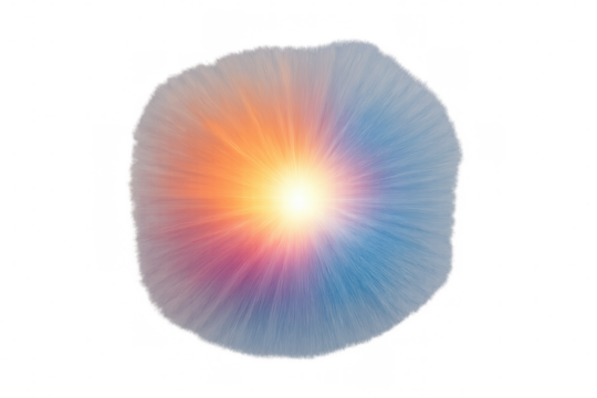 Luminous sphere glowing with intense energy, pulsating from central point, projected on transparent surface with vivid radiance