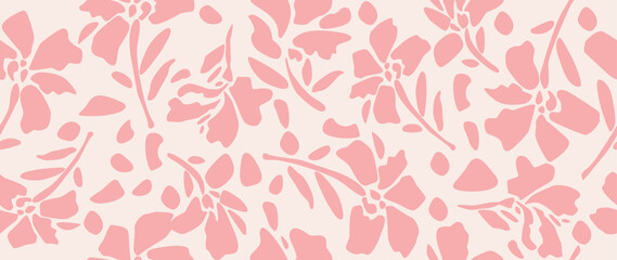 Vector seamless background. Minimalistic abstract floral pattern. Modern print on light background. Perfect for textile design, screensavers, covers, cards, invitations and posters.
