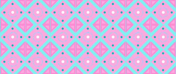 Vector seamless flat background. Colorful beautiful shapes. Minimalist cartoon style. Suitable for textile design, wallpaper, cover, screensaver, etc.