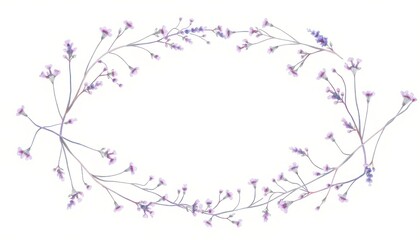 Delicate Floral Frame with Lavender Accents for Elegant Designs and Invitations