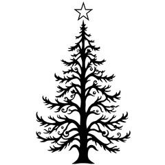 Stylized Christmas Tree Silhouette with Star