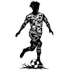 Tribal Male Soccer Player Silhouette Kick