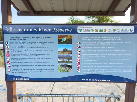 Cosumnes River Preserve Rules and Wildlife Information Board

