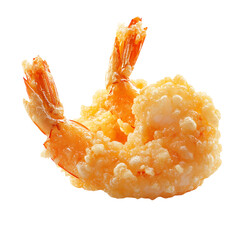 Crispy Tempura Shrimp with Golden Breading Isolated on White Background