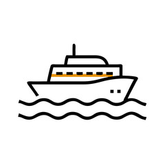 Minimalist yacht icon on white background: simple nautical design