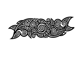 Fototapeta premium Tribal black and white pattern with spirals and intricate designs 