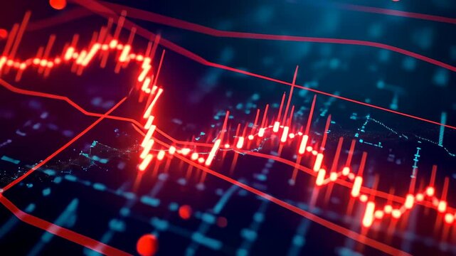 Trading risk, market volatility, investment fluctuation. Financial instability. Markets plunge with new tariffs. Investments grow on robust earnings. Economy falters as demand weakens.