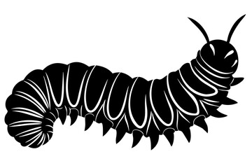 Silhouette Vector Art Illustration of Curved Caterpillar Line Art Design