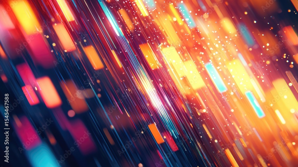 Poster dynamic light patterns abstract digital art vivid colors studio setting close-up view visual concept