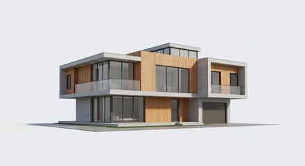 Obraz premium Modern Contemporary House Architectural Design 3D Model