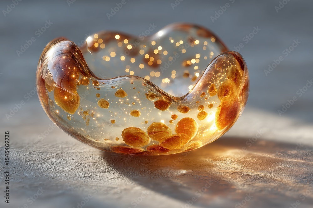 Aufkleber Glass bottles and objects create rainbow light reflections on a cloth during daytime, showing transparent containers with beautiful colorful patterns