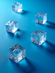 Chilled Aesthetics: Ice Cubes on Blue Background