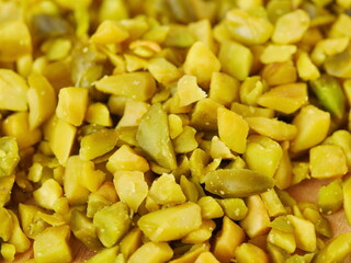 A pile of green food with a lot of pieces