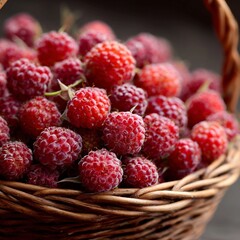 raspberries in a basket