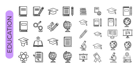 education outline icons vector illustration set