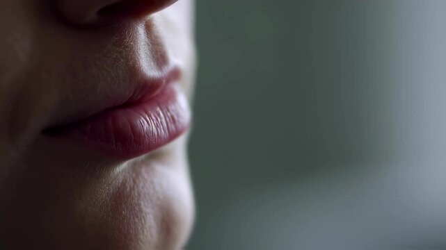Slow motion closeup of lips speaking with natural movements and expressions