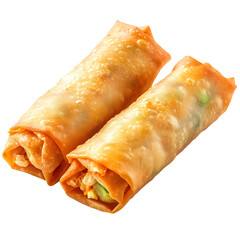 Crispy Golden Spring Rolls with Visible Vegetable Fillings