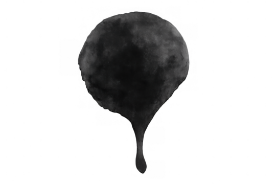 Ink droplets cascading, forming dynamic dark liquid pattern against translucent surface, dramatic graphic design element