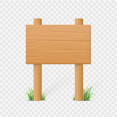 Wooden signboard vector illustration. Realistic wood sign post. Blank board with wood texture, plywood road pointer