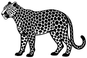  Silhouette Vector Art Illustration of	Leopard with Stylized Spot Pattern