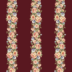 Vertical floral stripe repeat pattern