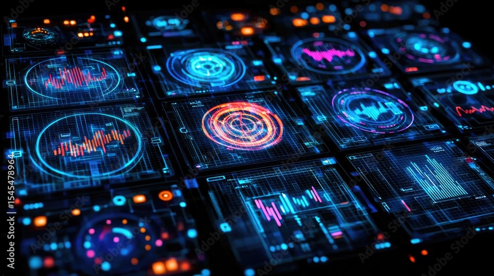 Aufkleber data visualization dashboards displaying metrics digital environment interactive content futuristic 