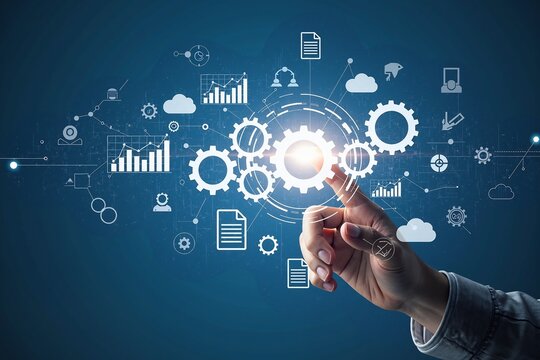 Automation and Technology Gears in Innovative Business Solutions Concept