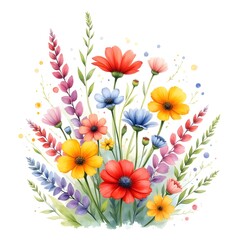 Watercolor Painting of a Wildflower Bouquet