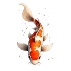 Digital Illustration of an Orange and White Koi Fish