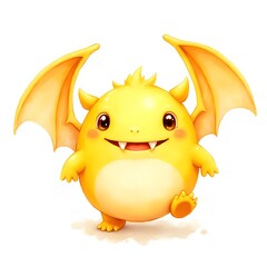 Digital Illustration of a Yellow Winged Creature