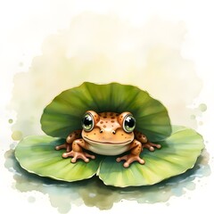 Digital Illustration: Frog on Lily Pad