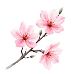 Digital Illustration of Three Pink Blossoms on a Branch