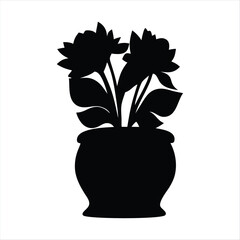 Flower Vase Silhouette - Floral Arrangement Vector