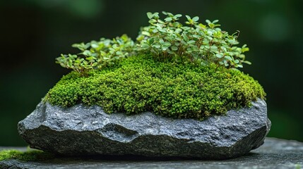Lichen on granite stone with mossy patch subtle color contrast and nature close-up ideal for slow growth and natural texture visuals