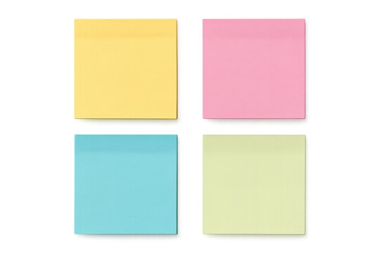 Four colorful sticky notes forming a square on a transparent background, ready for your message